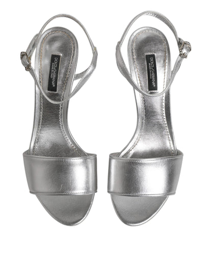 Silver KEIRA Heels Ankle Strap Sandals Shoes