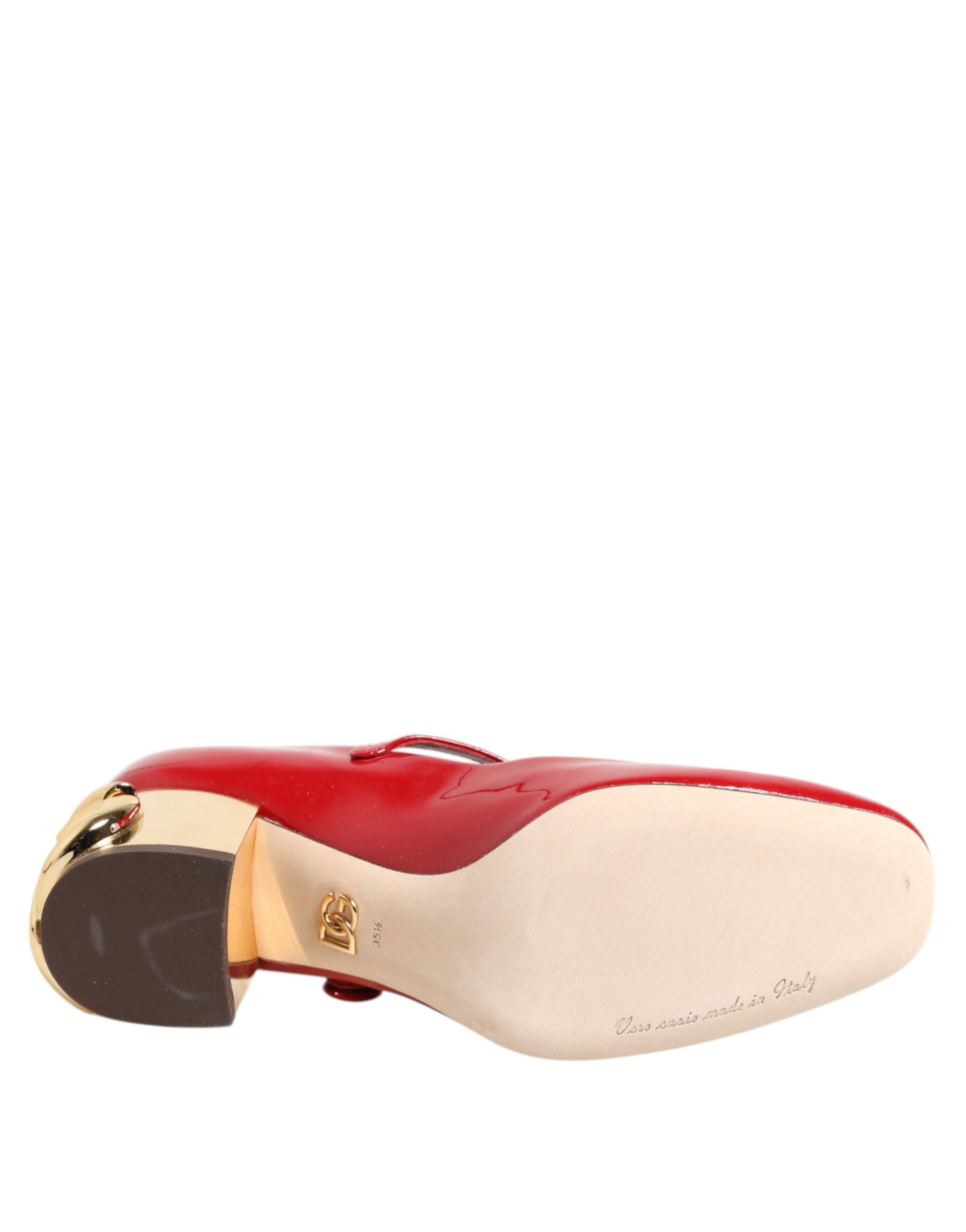 Red Leather DG Logo Heels Sandals Shoes