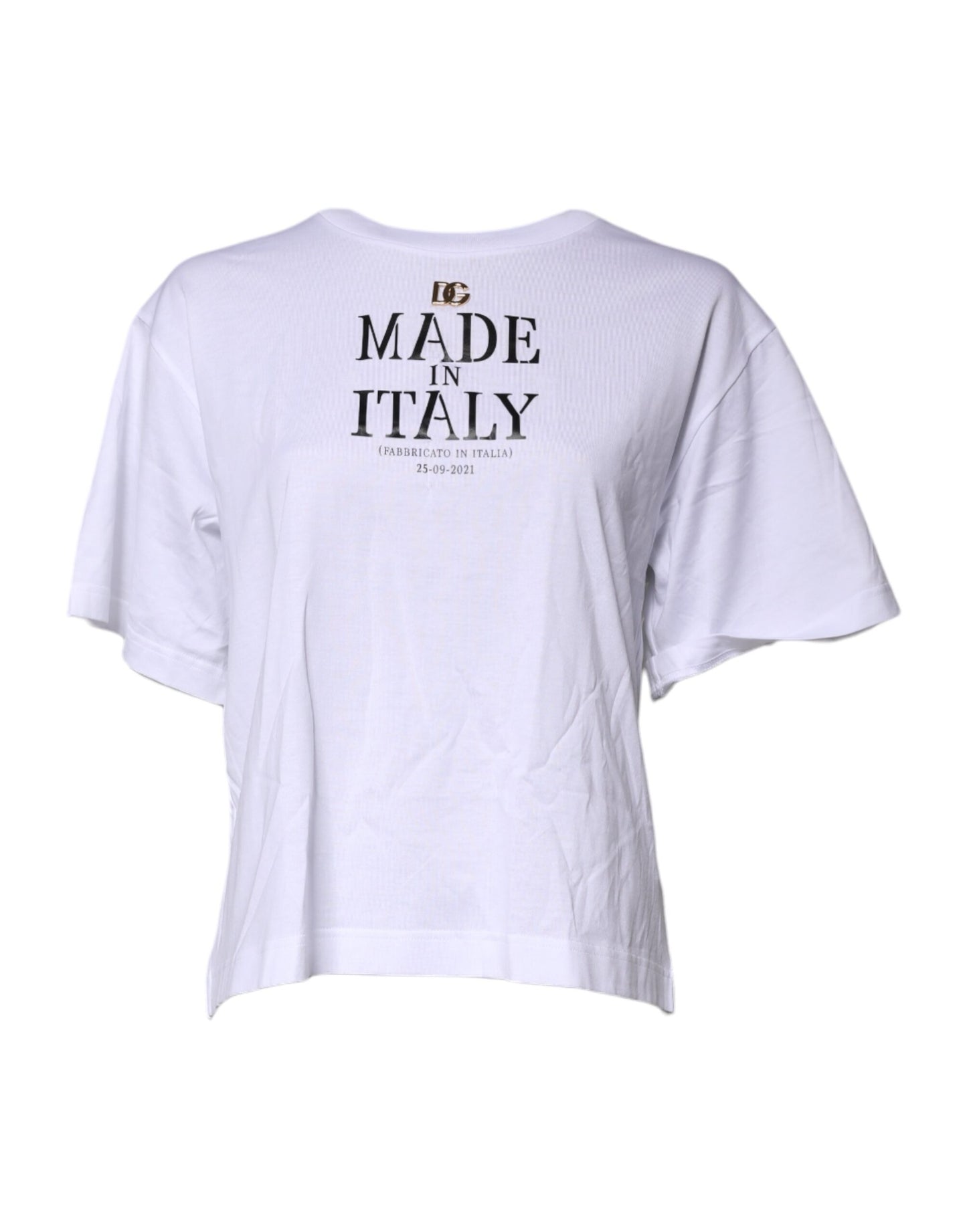 White Short Sleeves DG Logo Print Top T-shirt