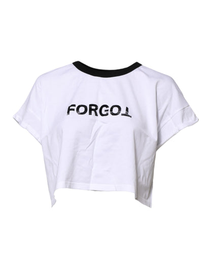 White Cotton Crew Neck Cropped Top T-shirt
