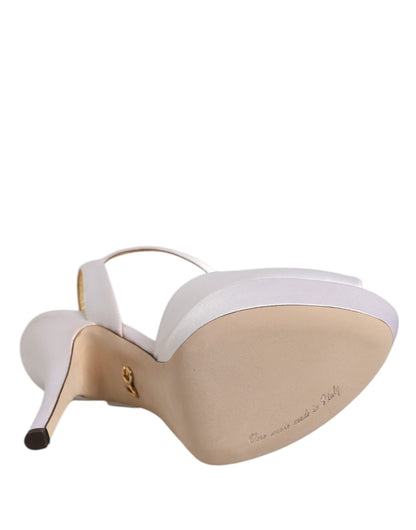 White Satin Platform Heels Sandals Shoes