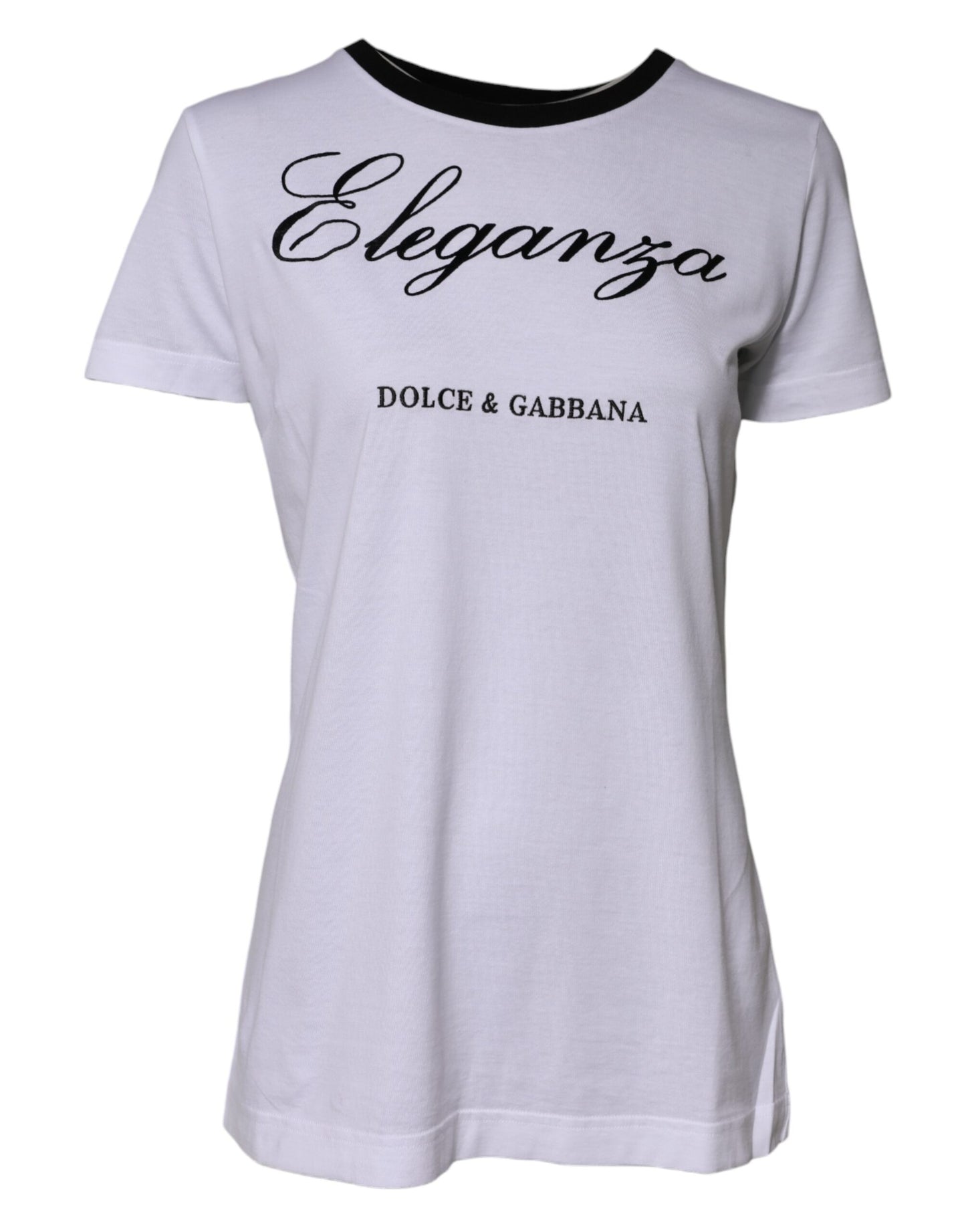 White Eleganza Cotton Crew Neck Tee T-shirt