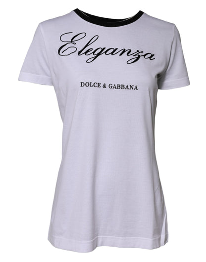 White Eleganza Cotton Crew Neck Tee T-shirt