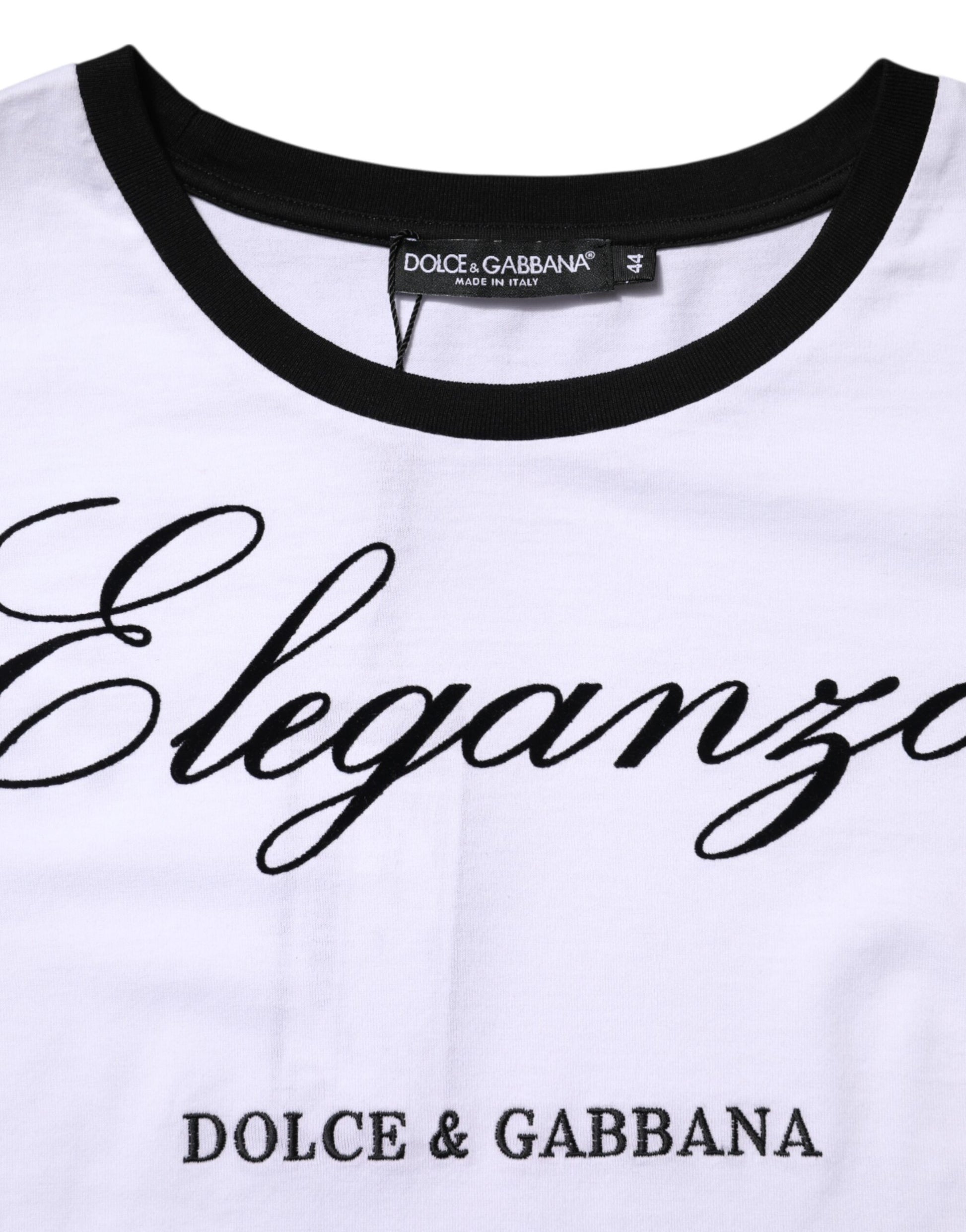 White Eleganza Cotton Crew Neck Tee T-shirt
