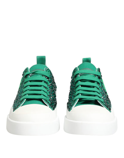 Green Portofino Crystal DG Logo Sneakers Shoes
