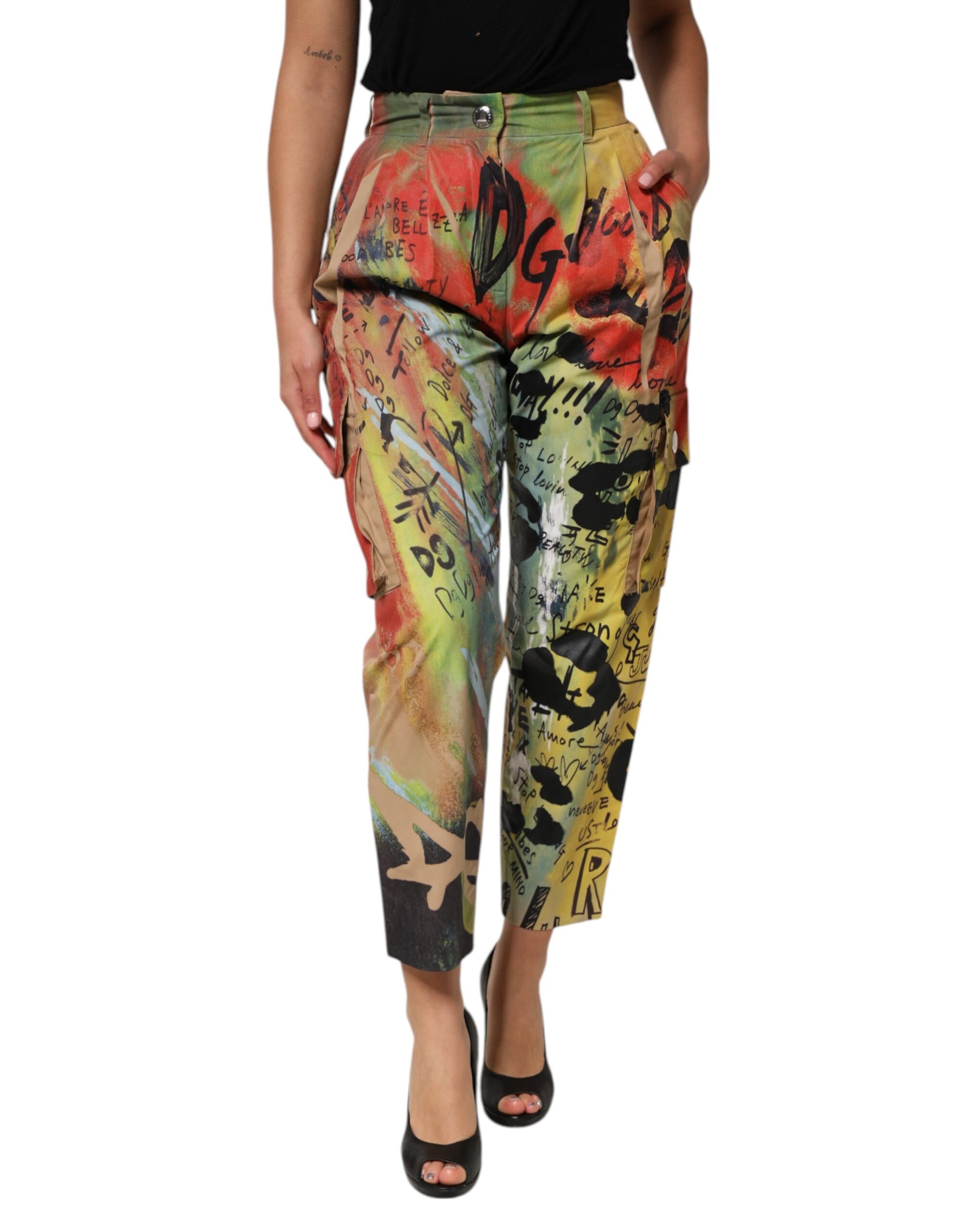 Multicolor High Waist Cargo Trouser Pants