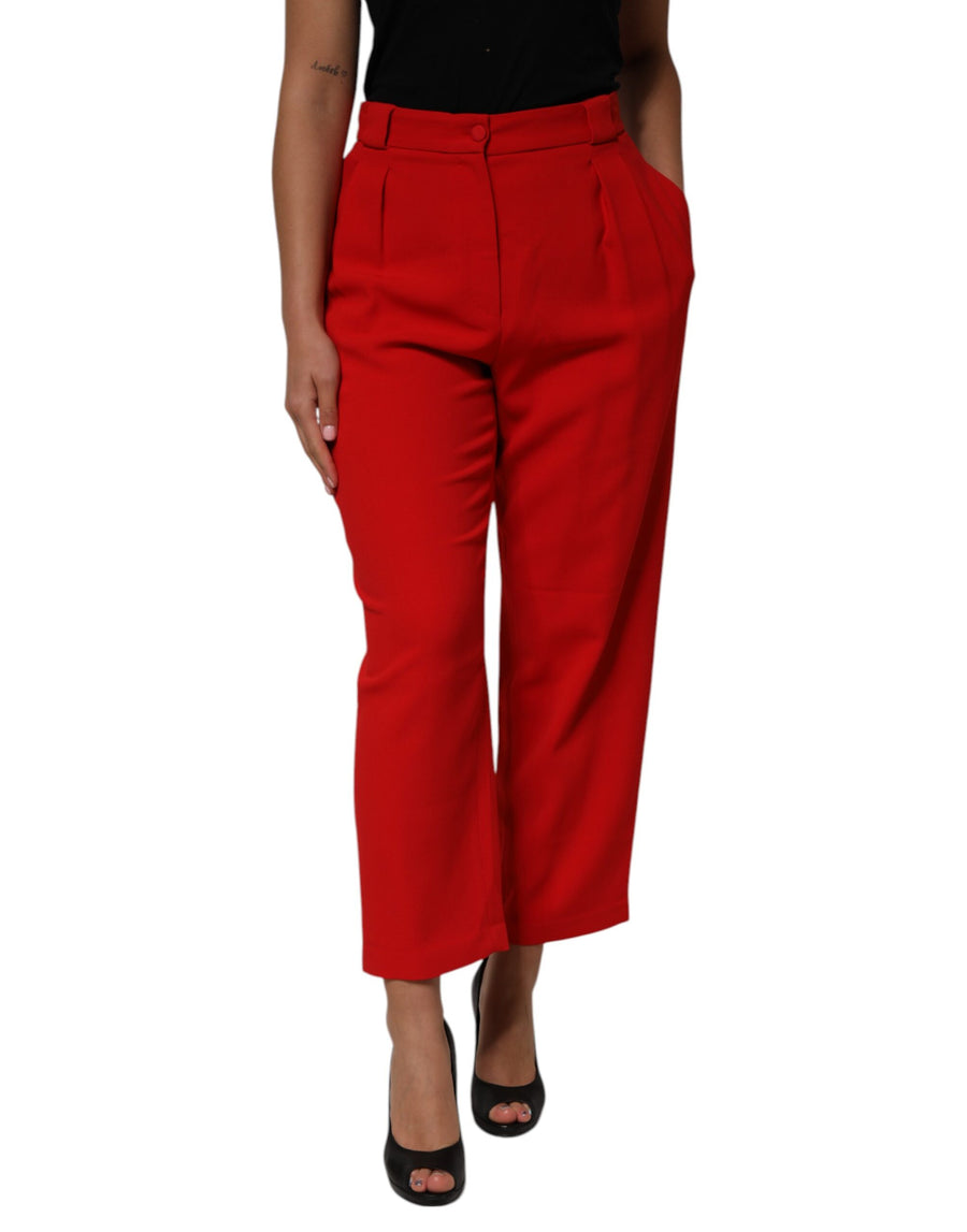 Red HighWaist Straight Women Trouser Pants