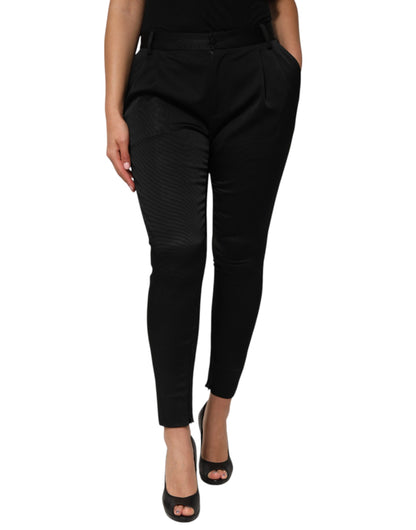 Black Acetate HighWaist Tapered Trouser Pants
