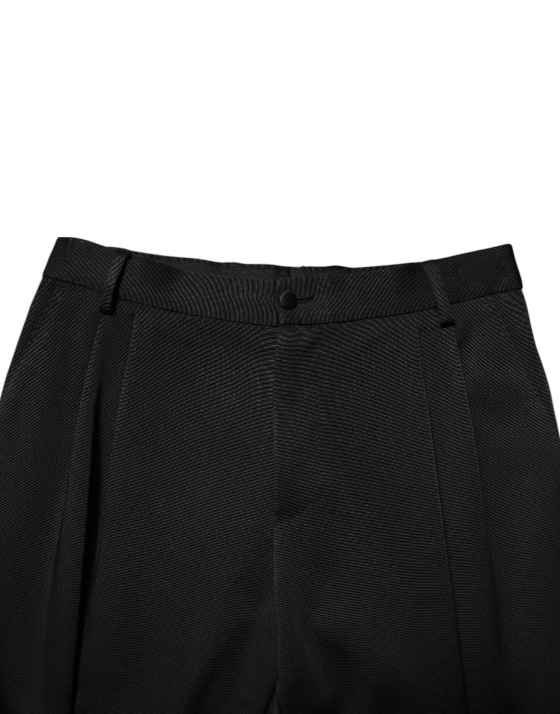 Black Acetate HighWaist Tapered Trouser Pants