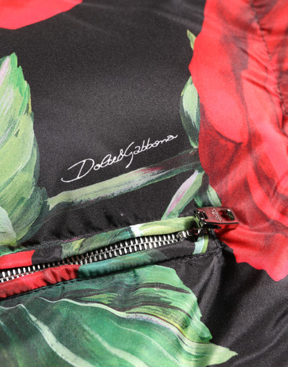 Multicolor Floral Puffer Coat Full Zip Jacket