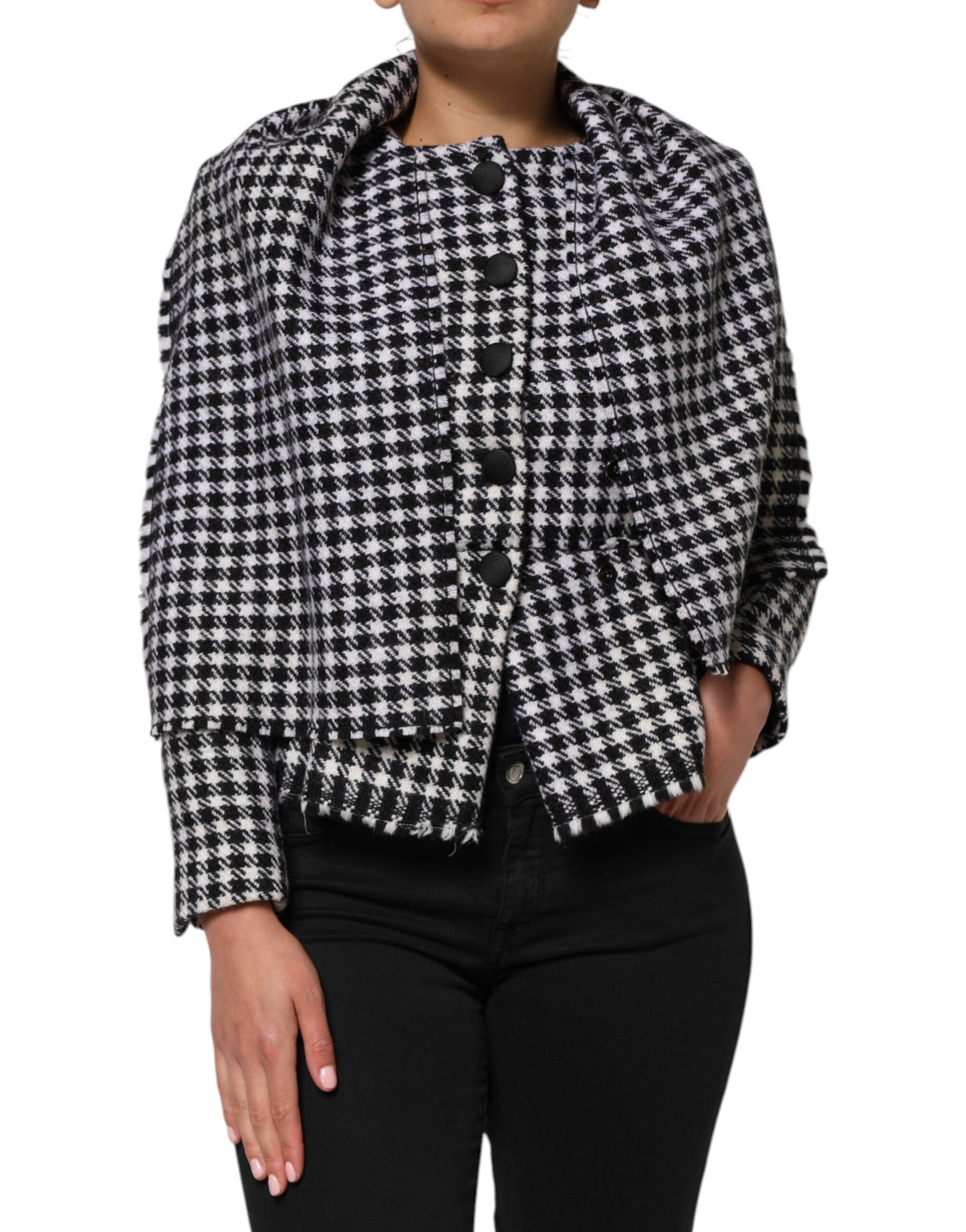 Multicolor Wool Monochrome Patterned Jacket