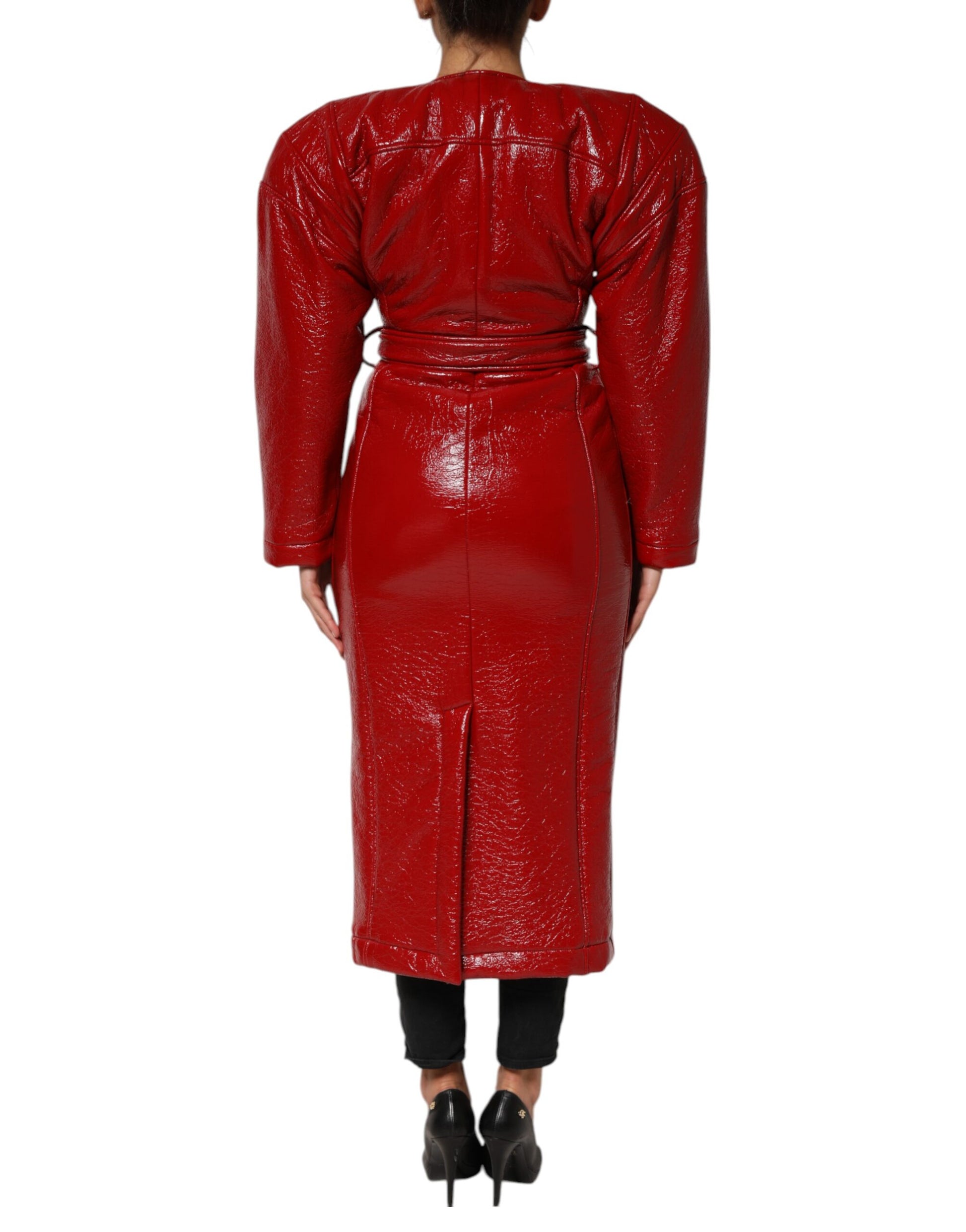 Red Wool Single Breasted Trench Coat Jacket