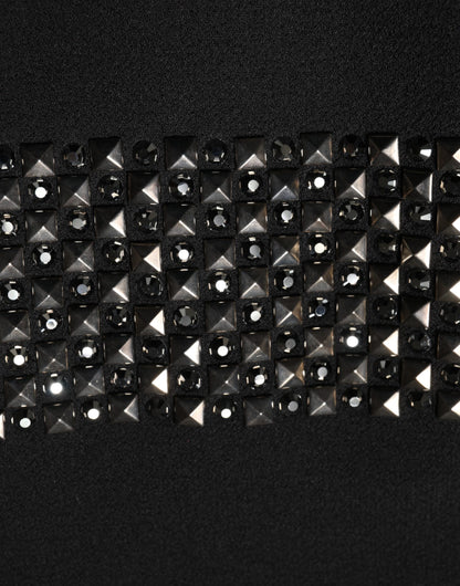 Black Crystal Embellished Collared Mini Dress