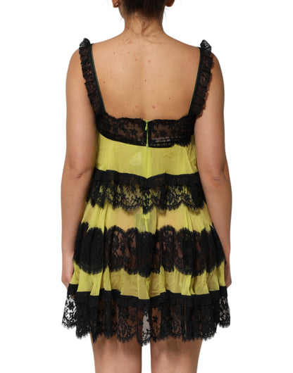 Yellow Black Babydoll Chemise Lingerie Dress