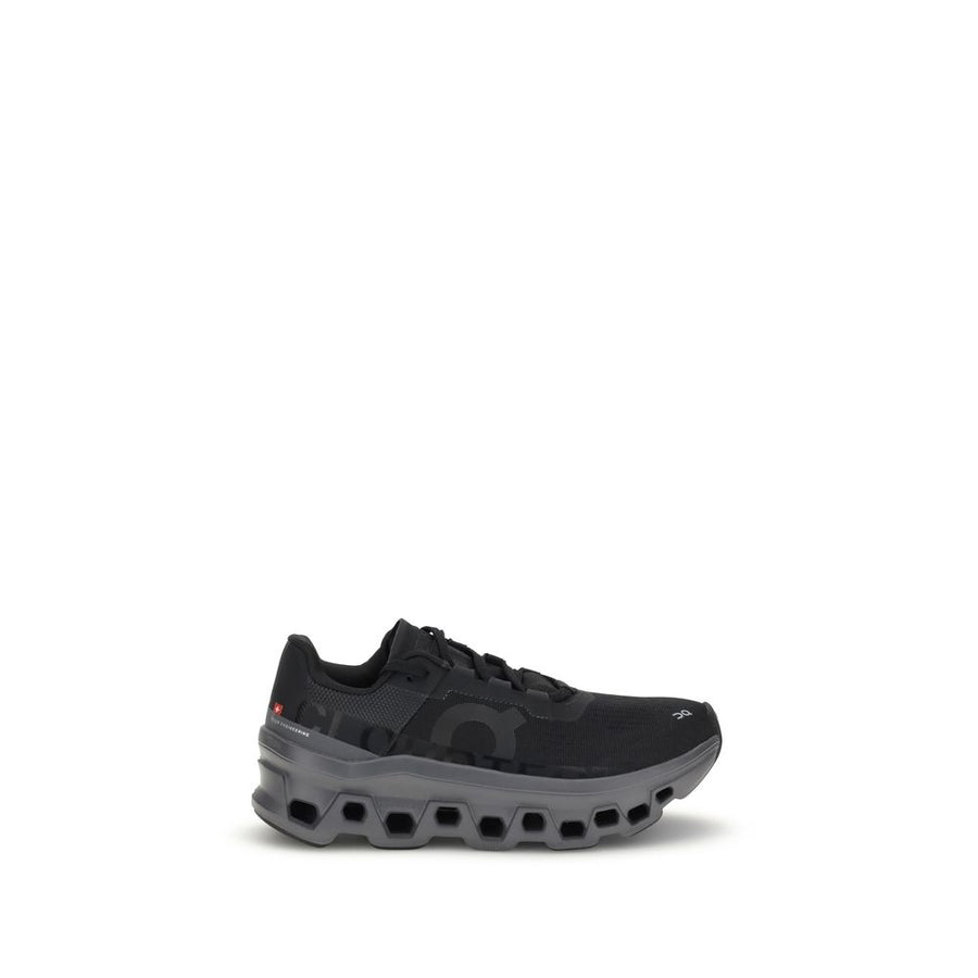 Black Polyester Athletic Sneakers