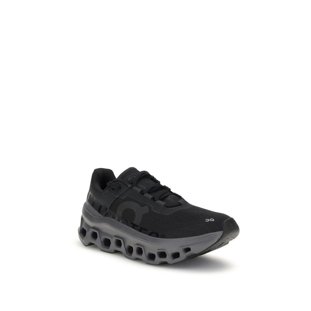 Black Polyester Athletic Sneakers