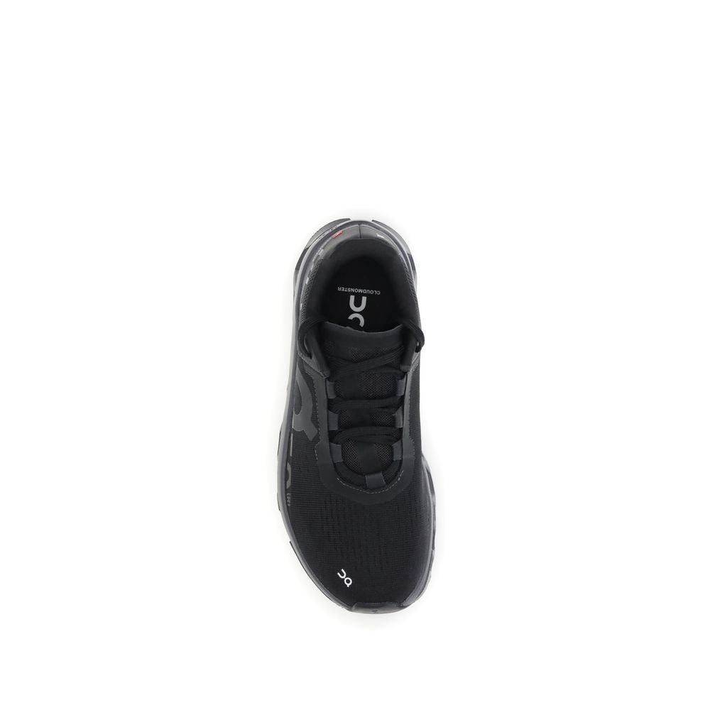 Black Polyester Athletic Sneakers