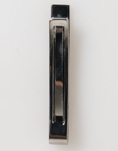 Silver Tone Brass Logo Branded Men Accessory Tie Clip Bar