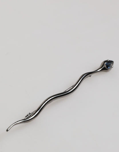 Black Brass Crystal Spilla Serpente Mens Brooch Pin