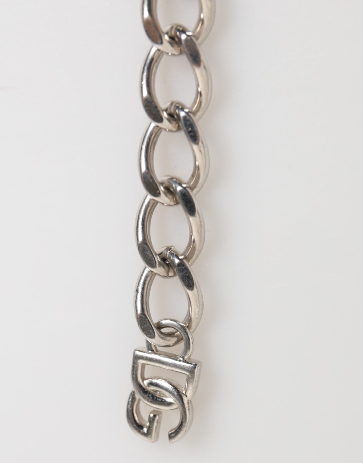 Silver Tone Brass Chain Lobster Clasp DG Logo Bracelet