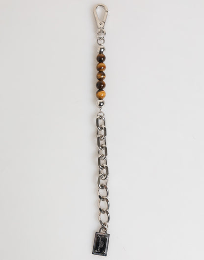 Silver Chain Brass Beaded Lobster Clasp Logo Men Bracelet