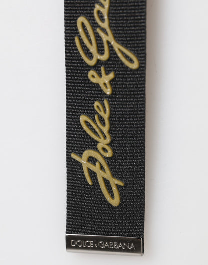 Black Yellow Polyester DG Logo Silver Keychain Keyring