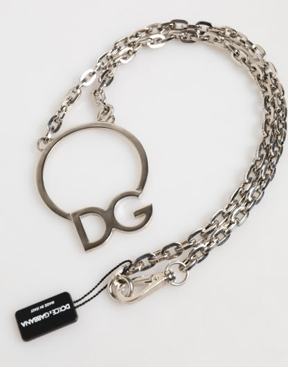 Silver Tone Brass Chain DG Logo Pendant Men Necklace