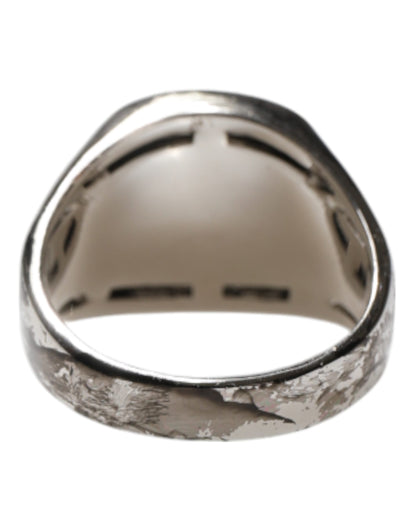 Silver Tone Engraved Two Color Real Brass Ring