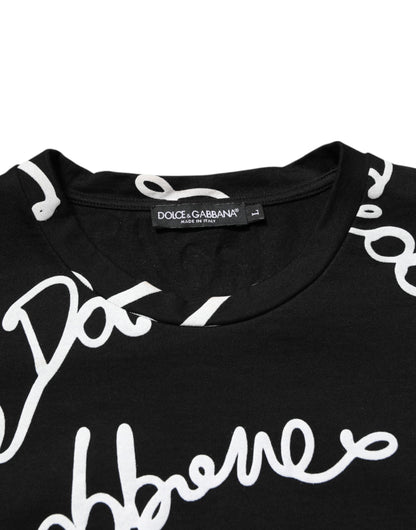 Black Logo Print Cotton Crew Neck T-shirt