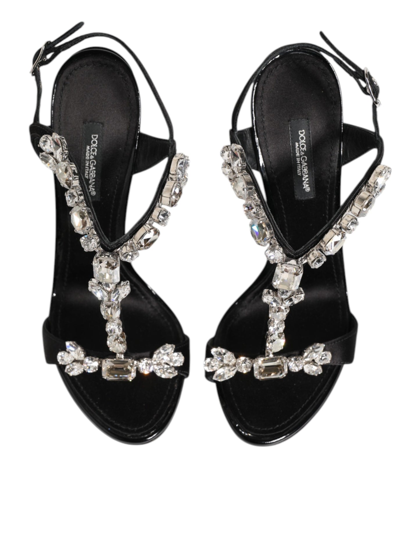 Black Keira Crystals Heels Sandals Shoes