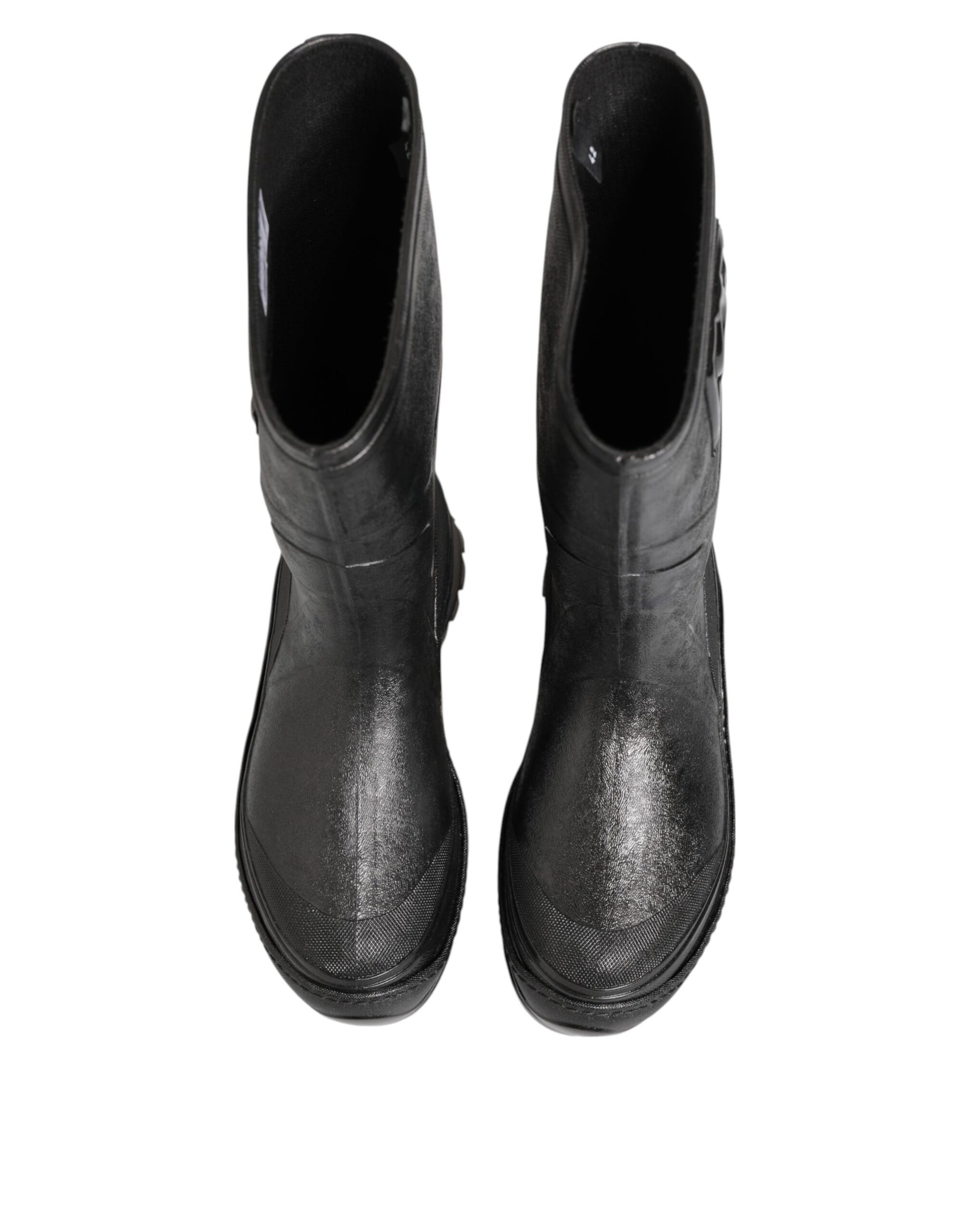Metallic Black Pull On Rain Boots Men Shoes