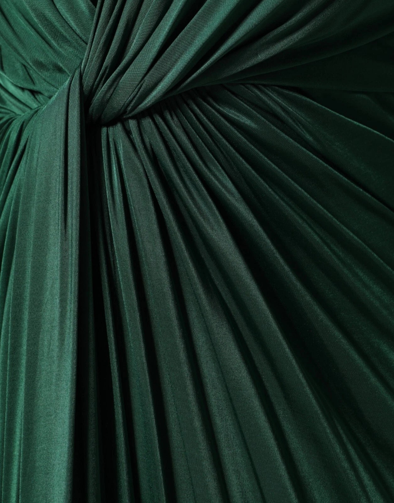 Dark Green Viscose Long Sleeve Midi Dress