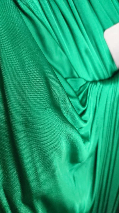 Dark Green Viscose Long Sleeve Midi Dress