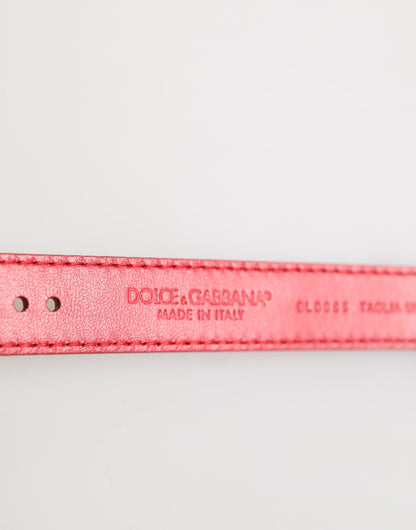 Red Exotic Leather Gold Tone Metal Buckle Women Armband