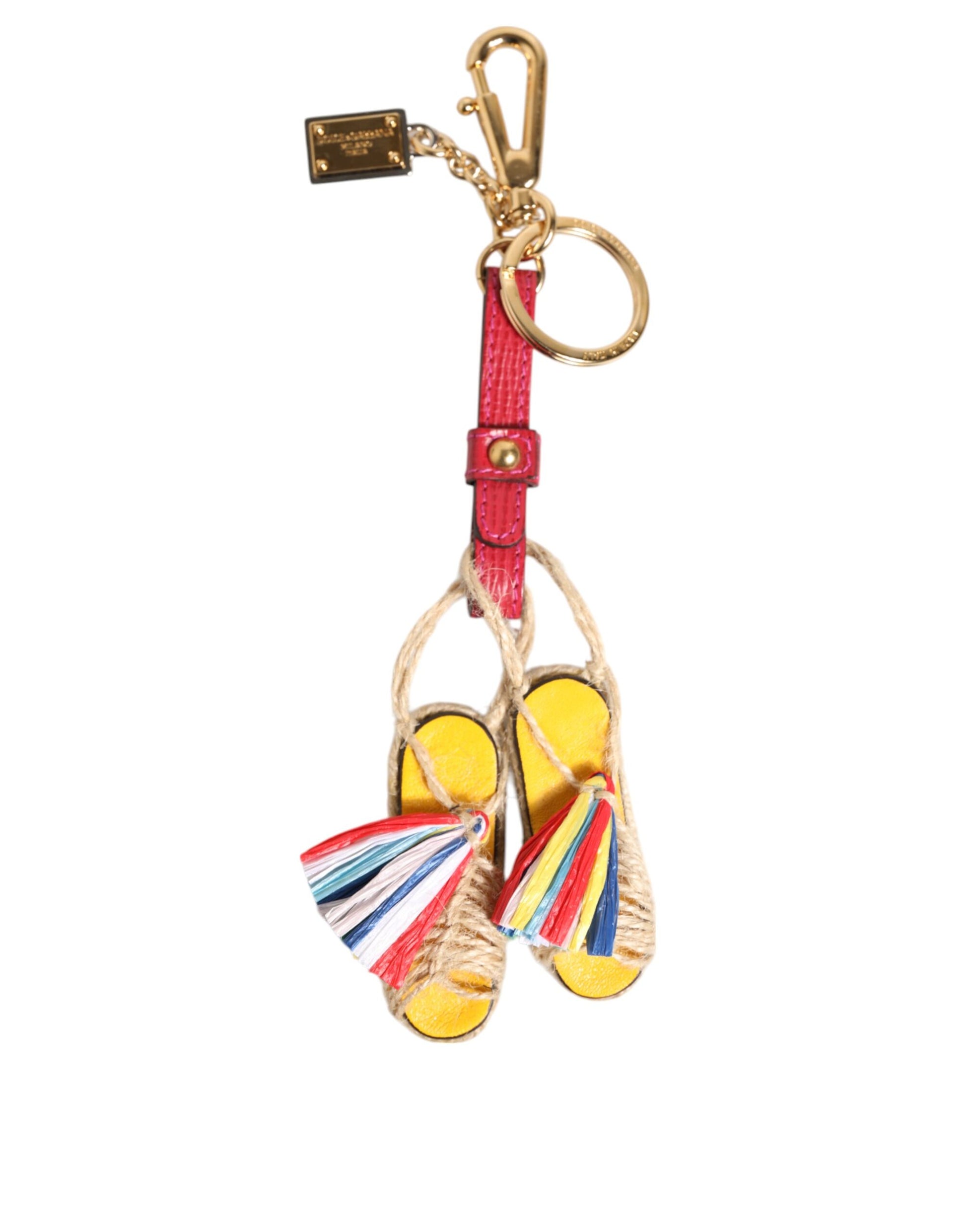 Red Yellow Mini Espadrille Style Charm Keychain Keyring