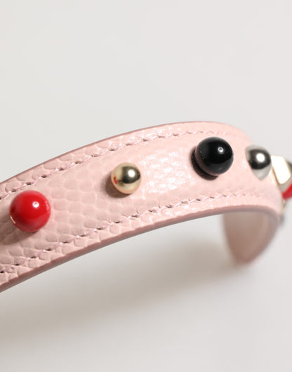 Light Pink Embellished Leather Bag Handle  Shoulder Strap