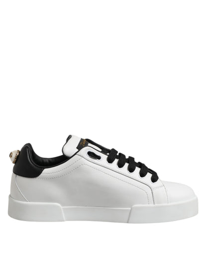 White Leather Portofino Lace Up Sneakers Shoes