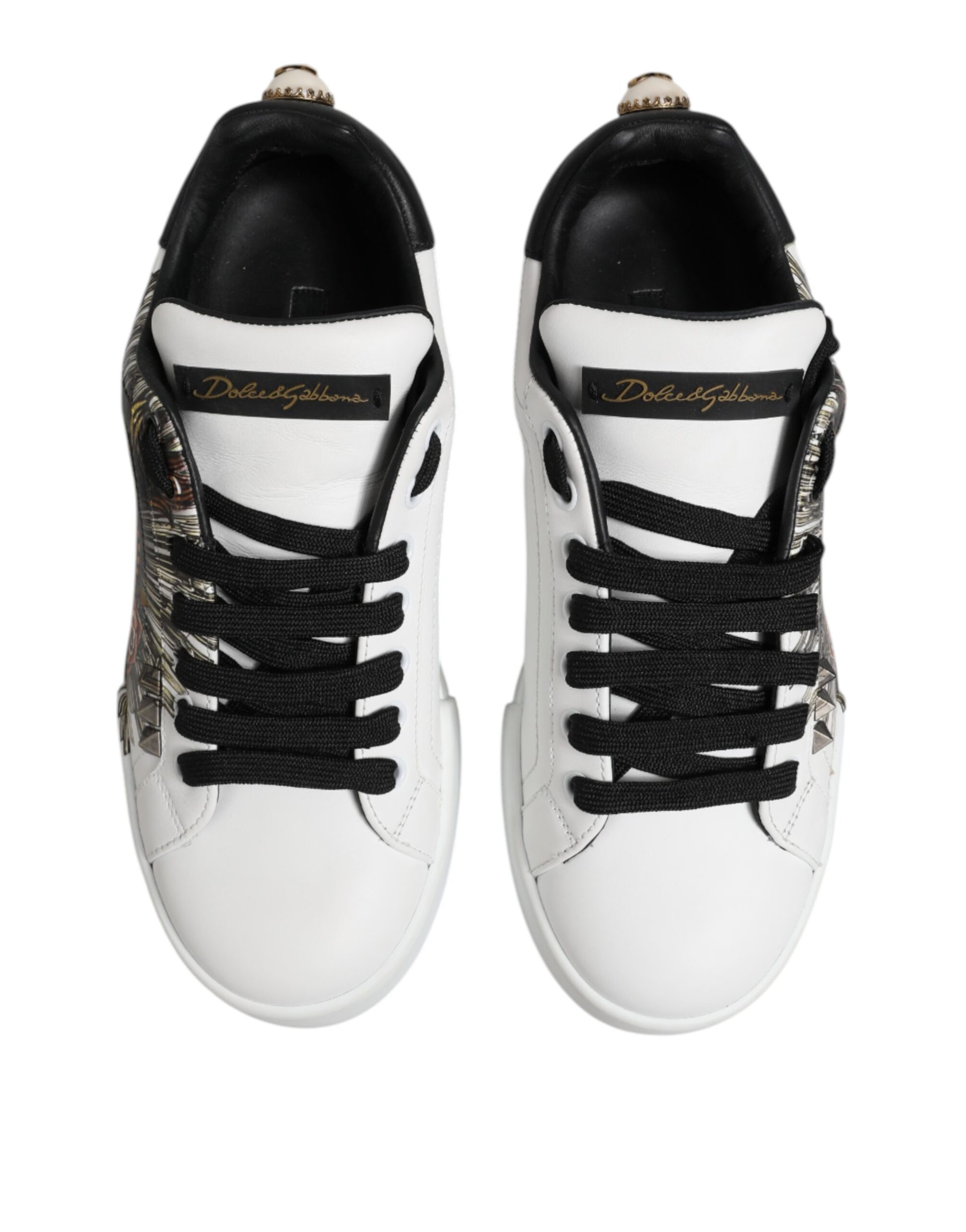 White Leather Portofino Lace Up Sneakers Shoes