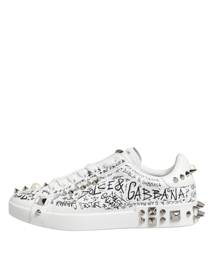 White Portofino Studded Men Sneakers Shoes
