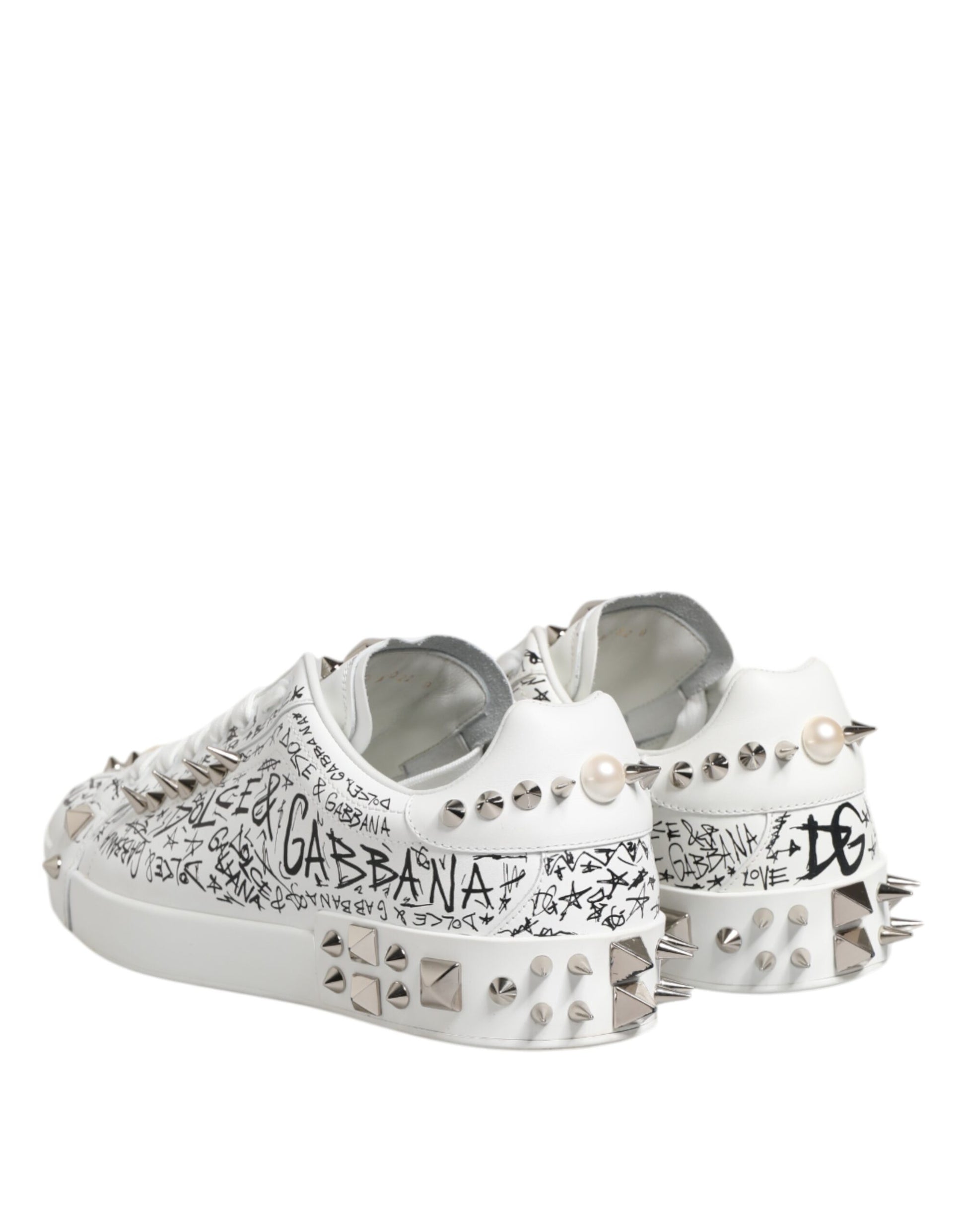 White Portofino Studded Men Sneakers Shoes