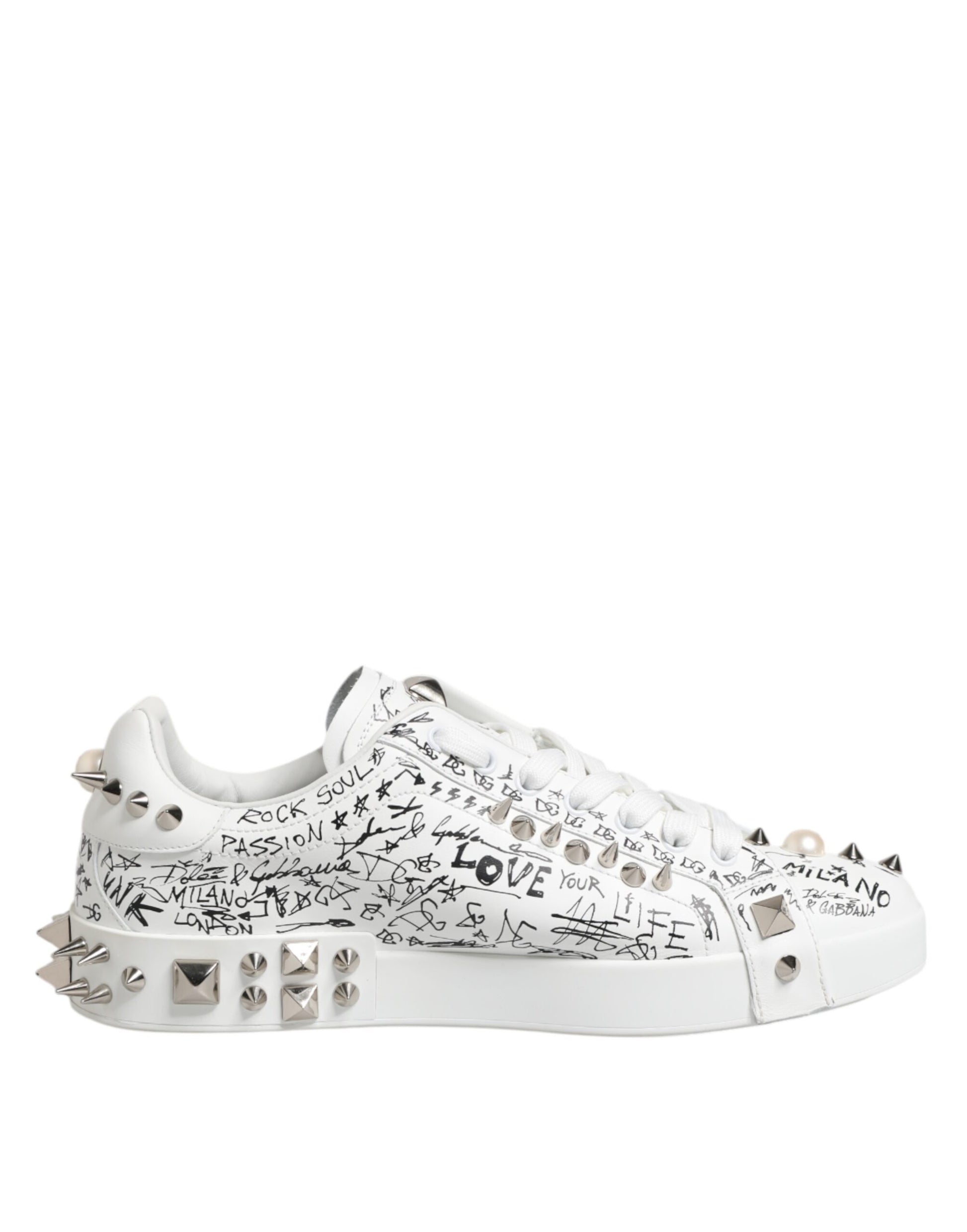 White Portofino Studded Men Sneakers Shoes