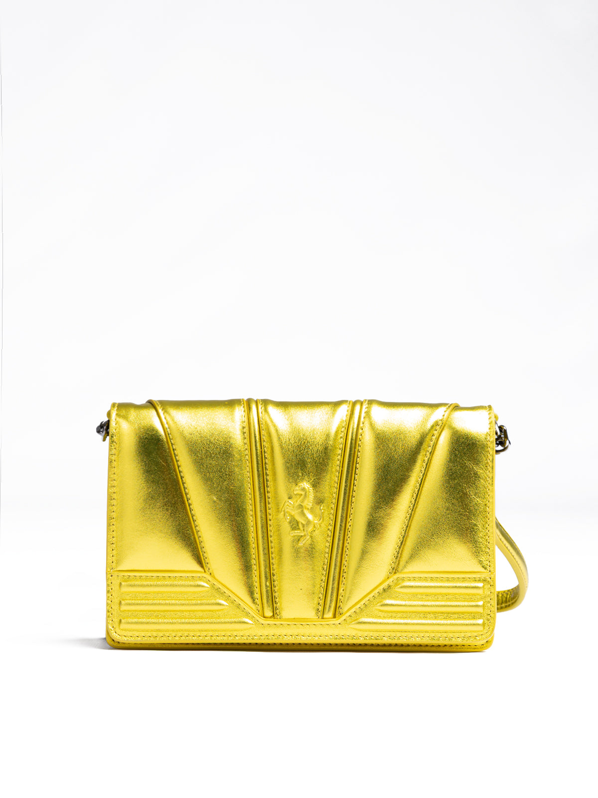 Metal Yellow GT patent leather bag with chain
