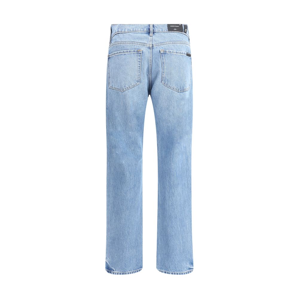 Light Blue Cotton Straight-Leg Jeans
