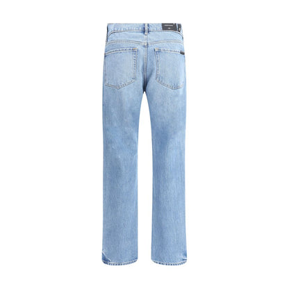 Light Blue Cotton Straight-Leg Jeans