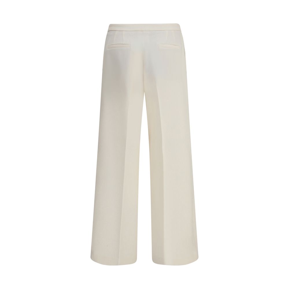 Cream Polyester Casual Pants