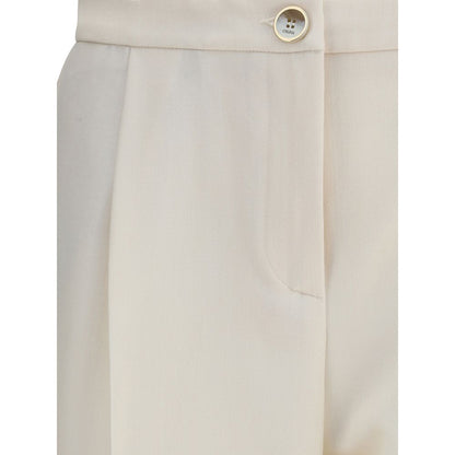 Cream Polyester Casual Pants
