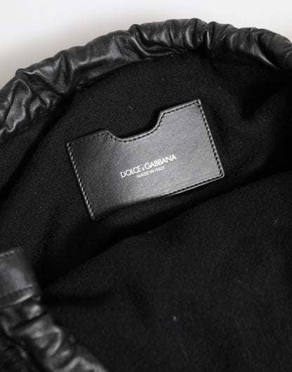 Black Cashmere Knitted Leather Shoulder Women Borse Bag