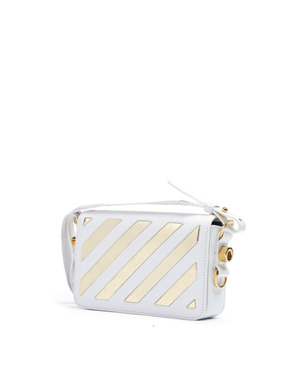 White/Gold  Metallic Stripe Mini Crossbody Bag