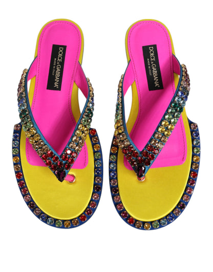 Multicolor Rhinestone Flip Flop Flat Sandals Shoes