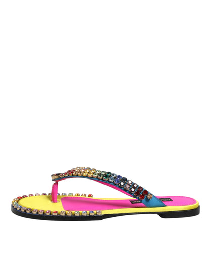 Multicolor Rhinestone Flip Flop Flat Sandals Shoes